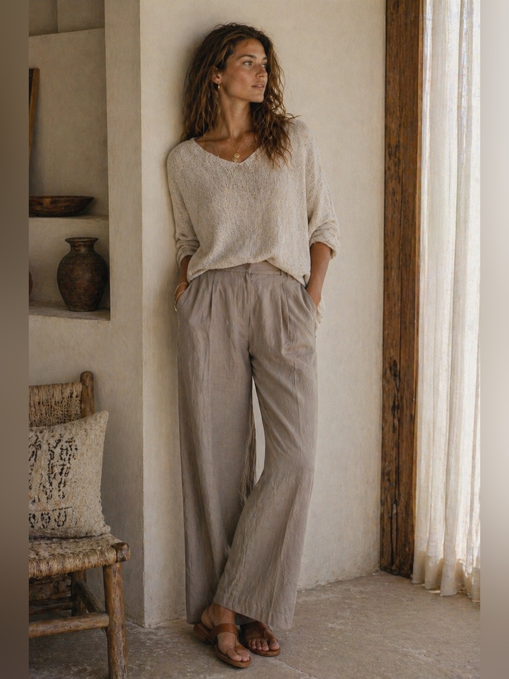 Eileen F Silk & Linen Set 2pc - Picture 15 of 16